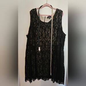 Black lace overlay midi dress